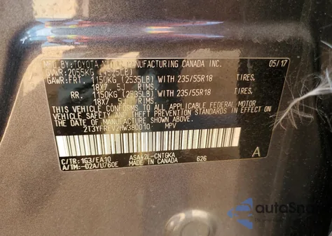 2017 Toyota Rav4 Limited из США, поврежденный, VIN 2T3YFREV2HW380010